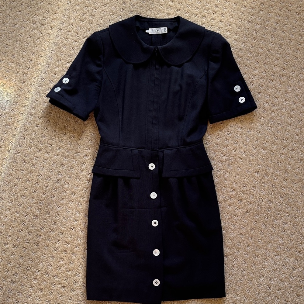 Valentino Classic Navy Dress with Peter Pan Collar